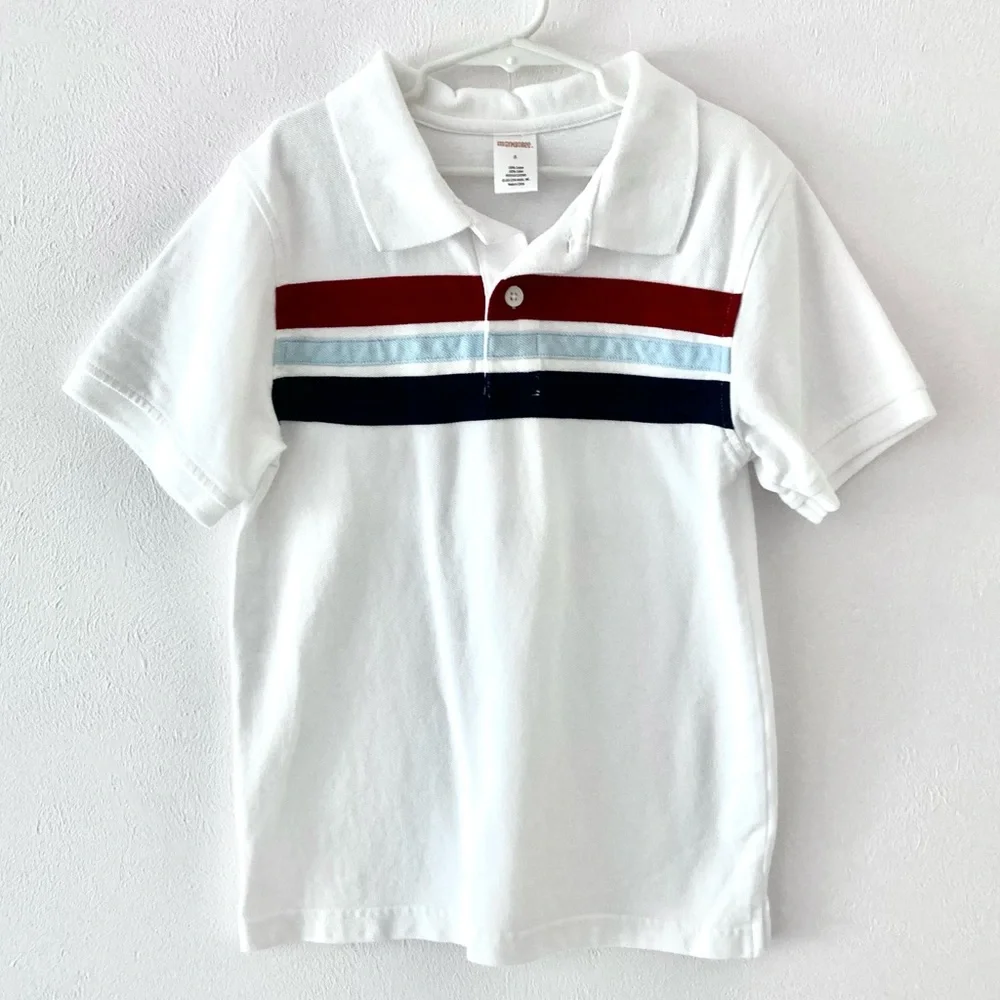 Gymboree White Polo with stripes Size 8